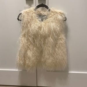 Badgley Mischka Mongolian Lamb vest. Off white.Silk lining. Size small Brand new
